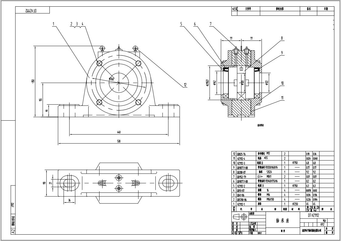 DTIIZ1112皮帶機專用軸承座悶蓋固定端適配軸承型號22224